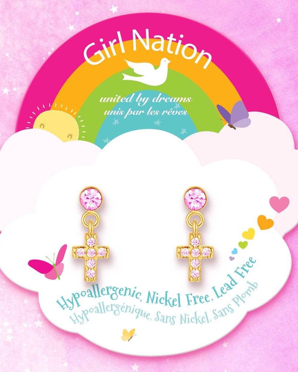 Little Luxe Drop Earrings | Cross with Pink Cubic A Touch of Magnolia Boutique