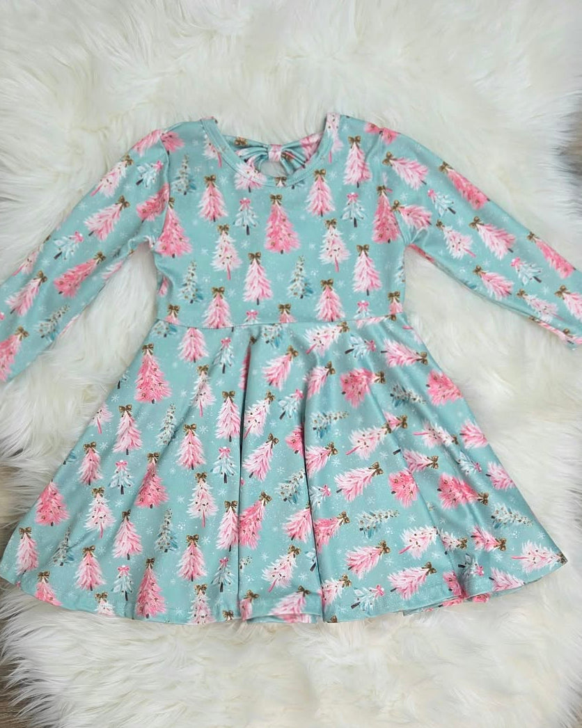 Perfectly Pink Christmas Tree Twirl Dress A Touch of Magnolia Boutique