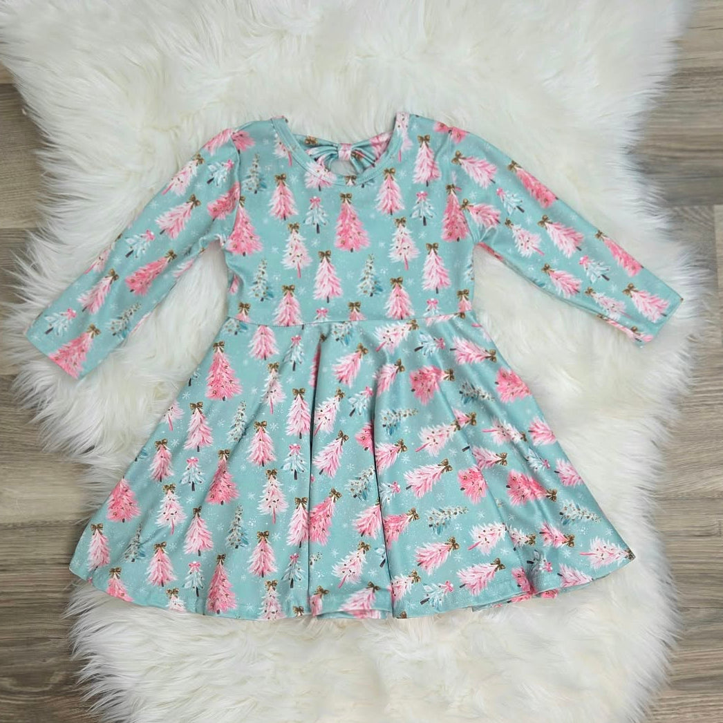 Perfectly Pink Christmas Tree Twirl Dress A Touch of Magnolia Boutique