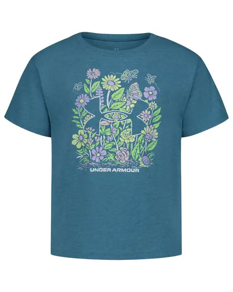 Under Armour® Youth Girls Flower Friends Tee- Boundless Blue A Touch of Magnolia Boutique