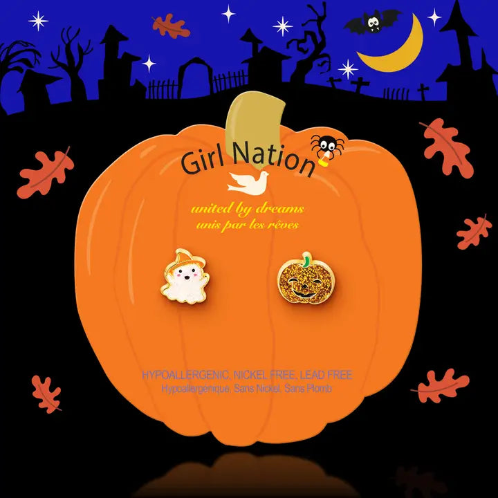 Halloween Ghost and Gourd Stud earrings A Touch of Magnolia Boutique