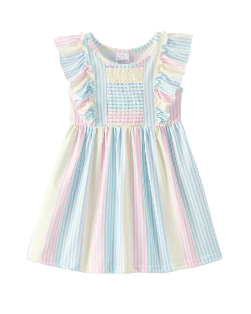 Striped Ruffle Smocked Dress A Touch of Magnolia Boutique