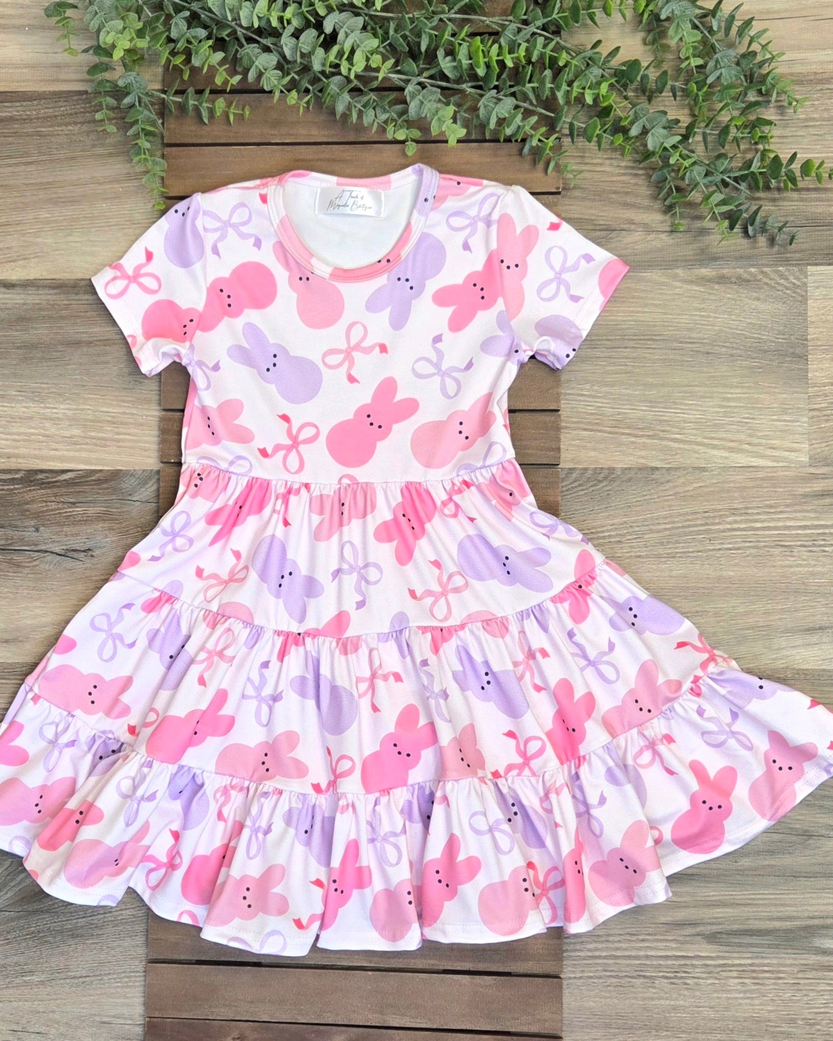 Bunny Peep & Bow Tiered Dress A Touch of Magnolia Boutique