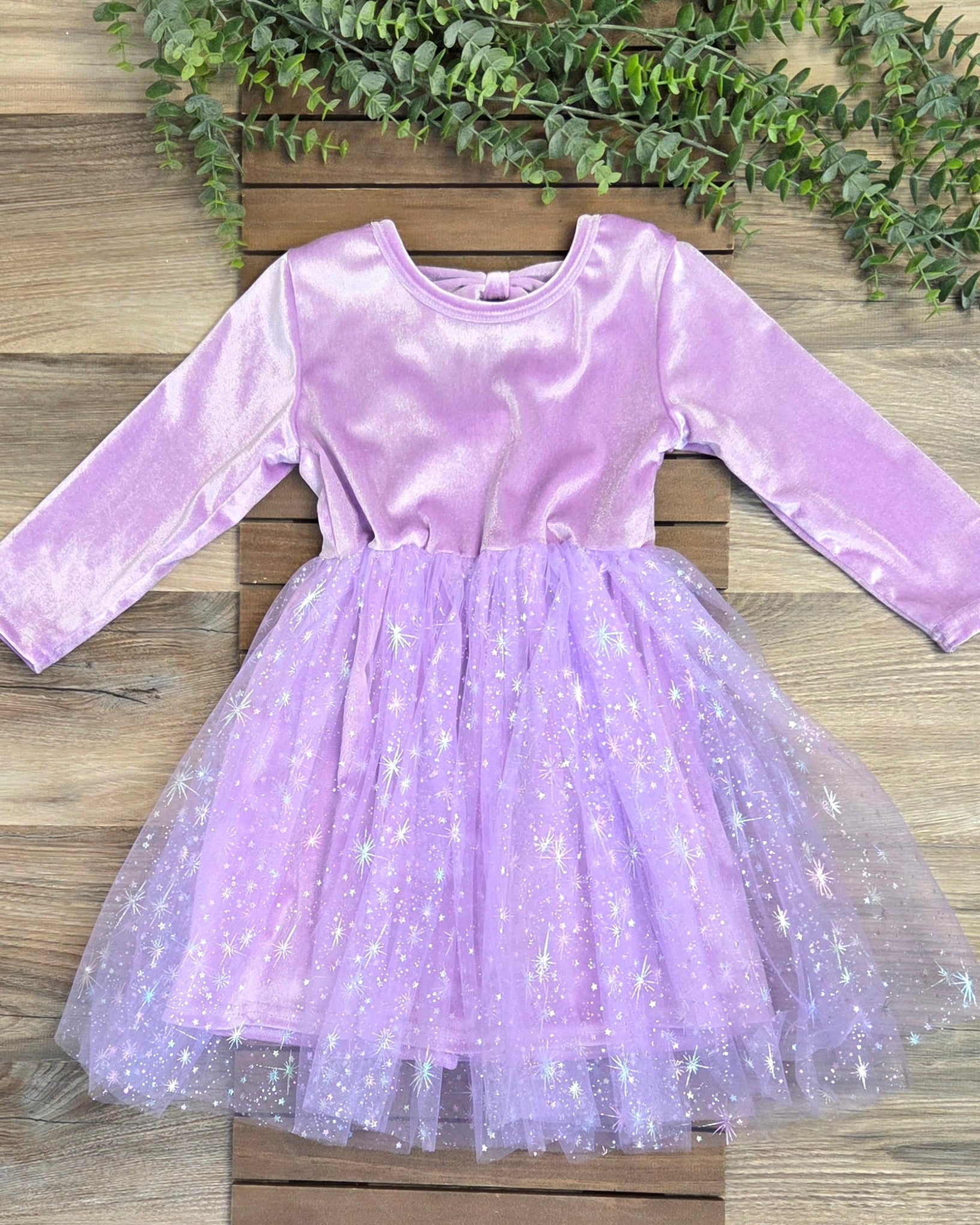 Lavender Velvet Sparkle Tulle Bow-Back Dress A Touch of Magnolia Boutique