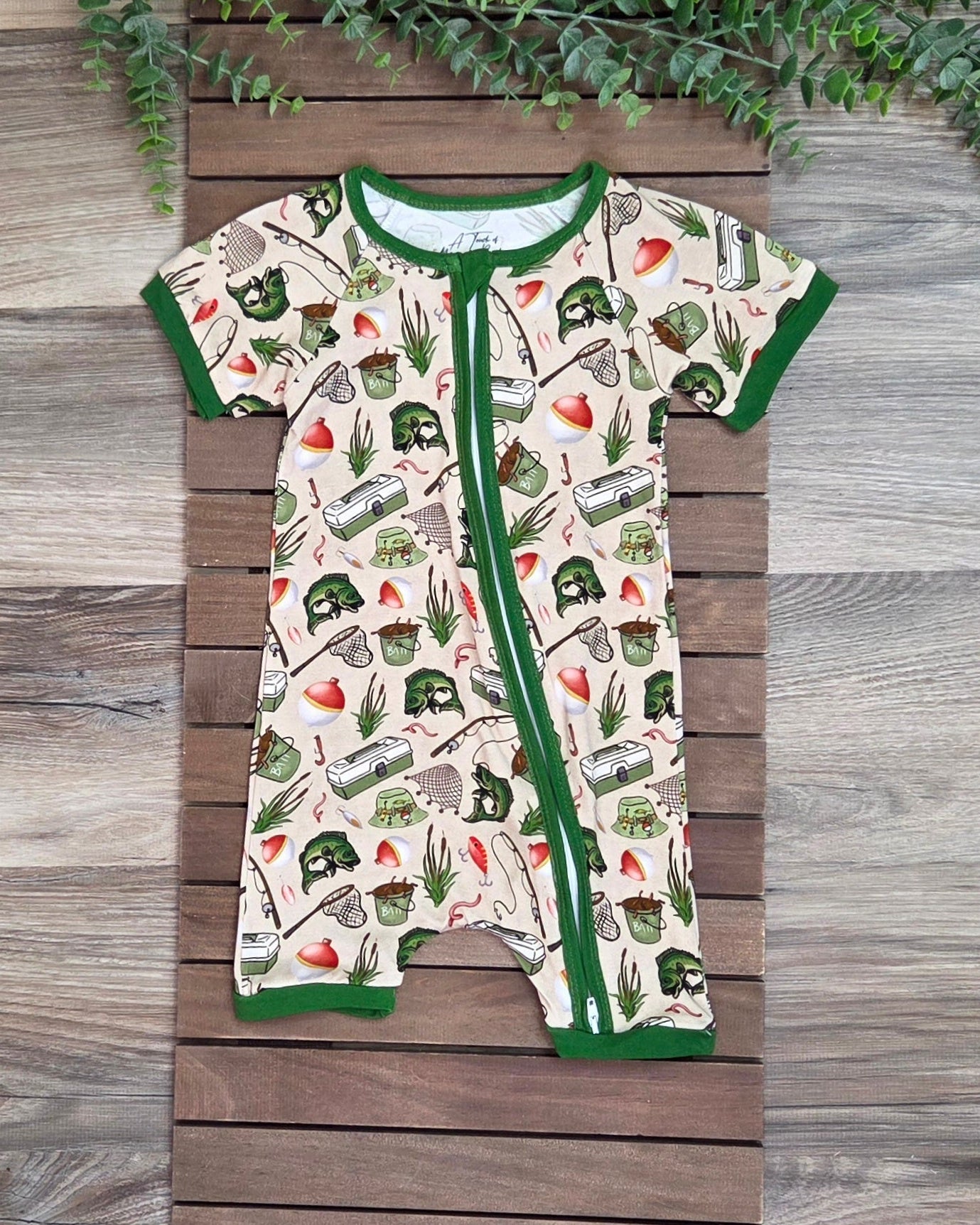 Bamboo Gone Fishin Baby Zippie Shorts Romper/Sleeper A Touch of Magnolia Boutique