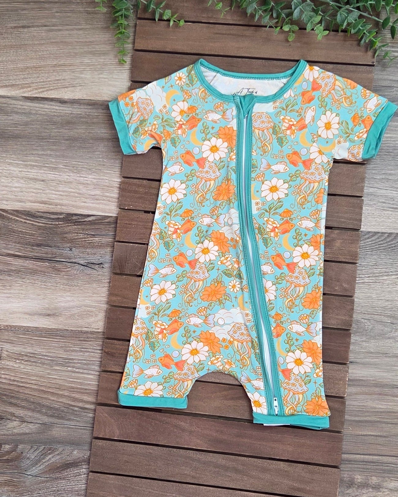 Bamboo Colorful Reef Baby Zippie Shorts Romper/Sleeper A Touch of Magnolia Boutique