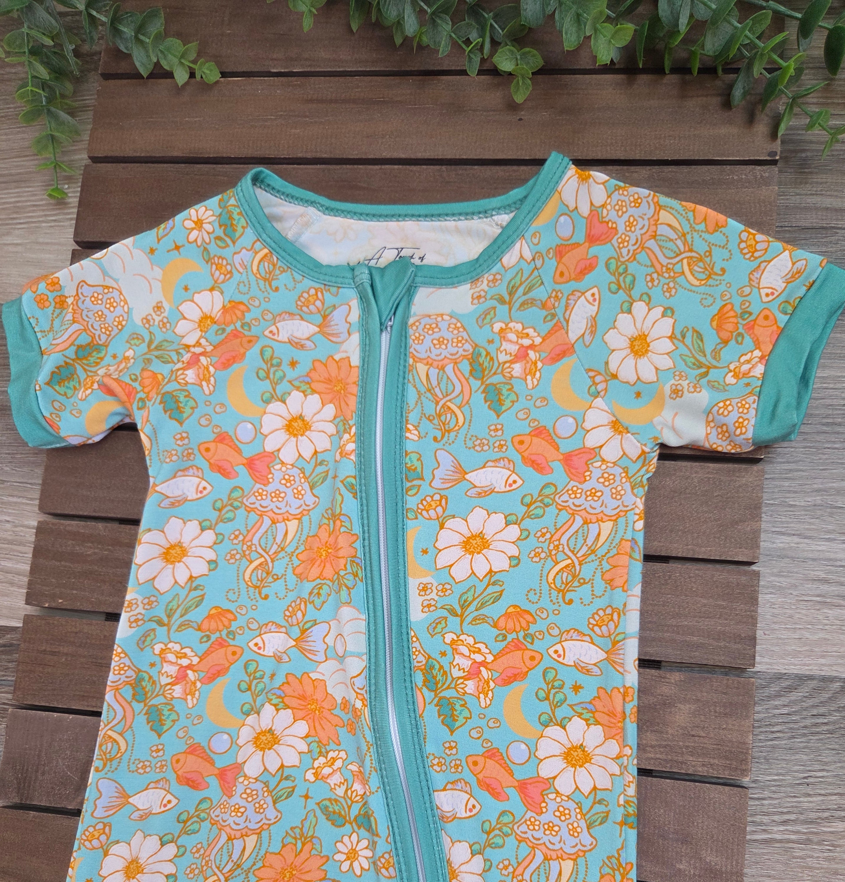 Bamboo Colorful Reef Baby Zippie Shorts Romper/Sleeper A Touch of Magnolia Boutique
