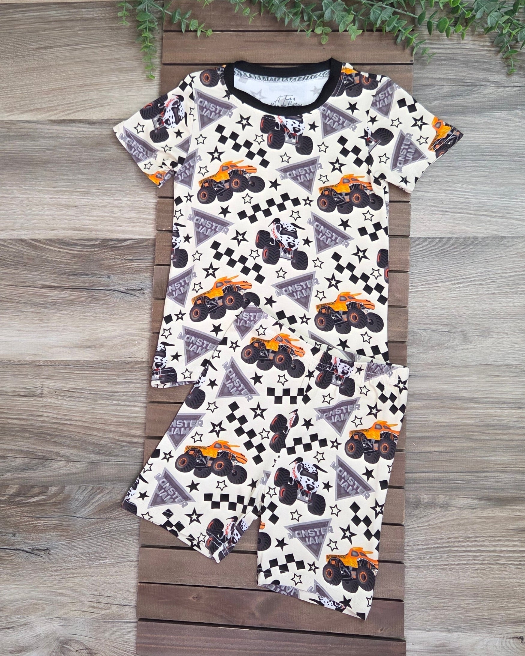 Bamboo Monster Trucks Shorts Set Pajamas A Touch of Magnolia Boutique