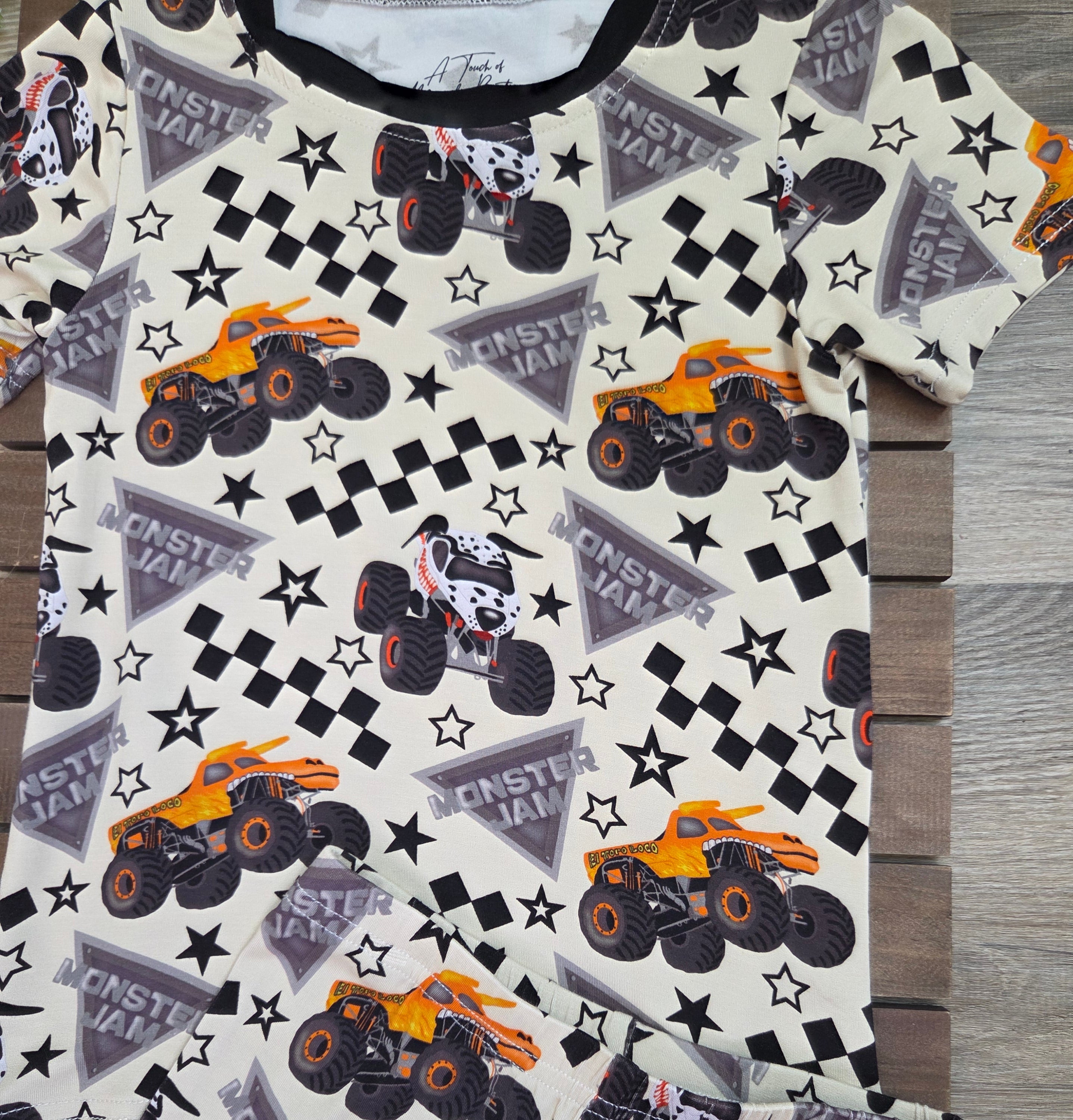 Bamboo Monster Trucks Shorts Set Pajamas A Touch of Magnolia Boutique