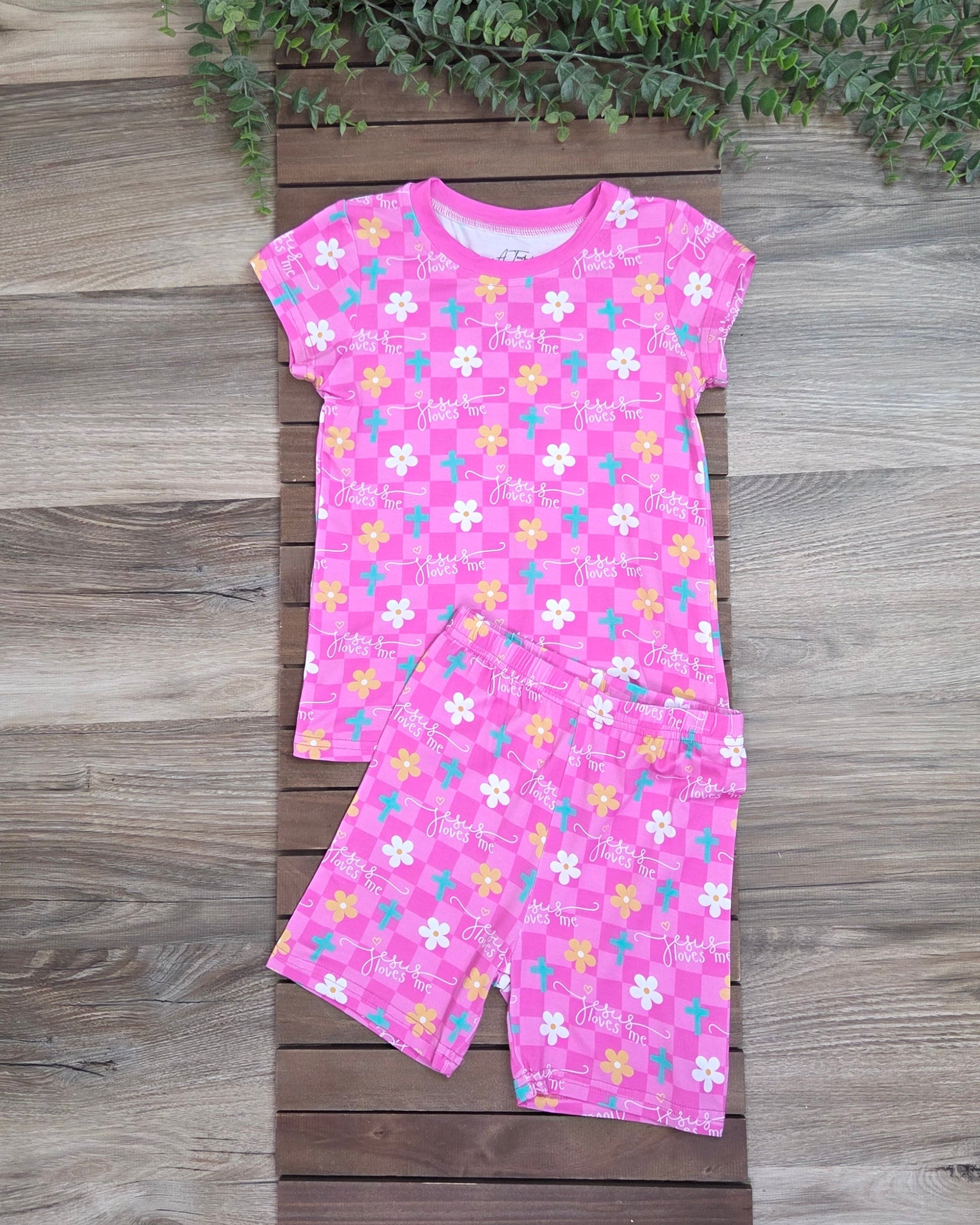 Bamboo Jesus Loves Me Shorts Set Pajamas A Touch of Magnolia Boutique