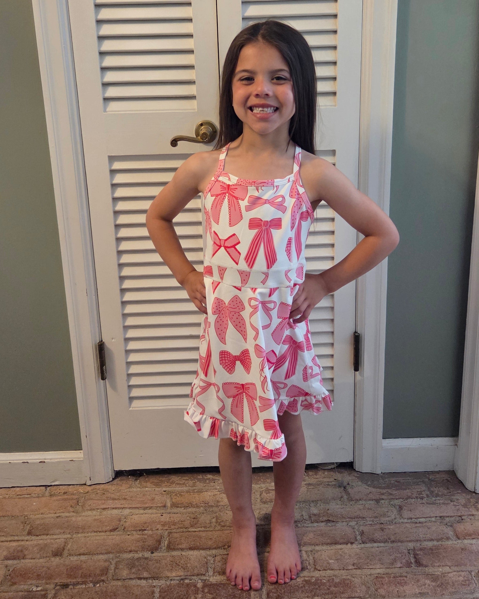 Pink Bows Athletic Yoga Dress A Touch of Magnolia Boutique