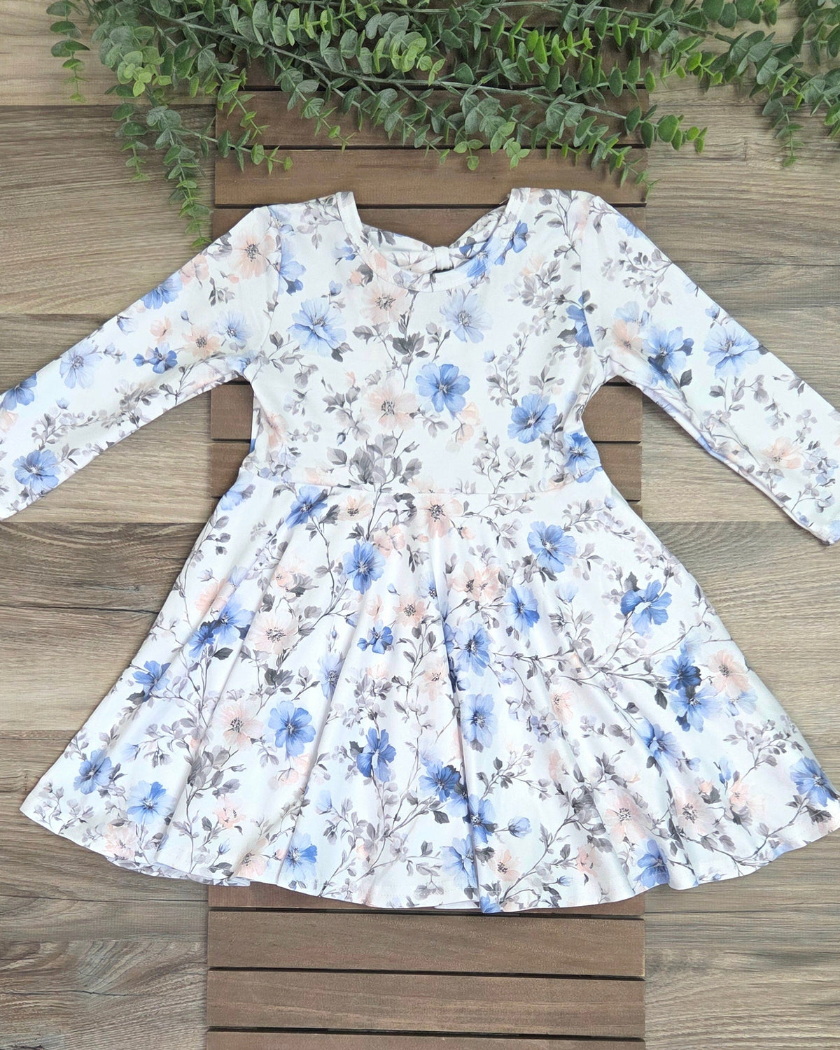 Blue Blossom Bow Back Twirl Dress A Touch of Magnolia Boutique