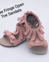 Mae Fringe Open Toe Sandals-Textured Pink Leather  A Touch of Magnolia Boutique   