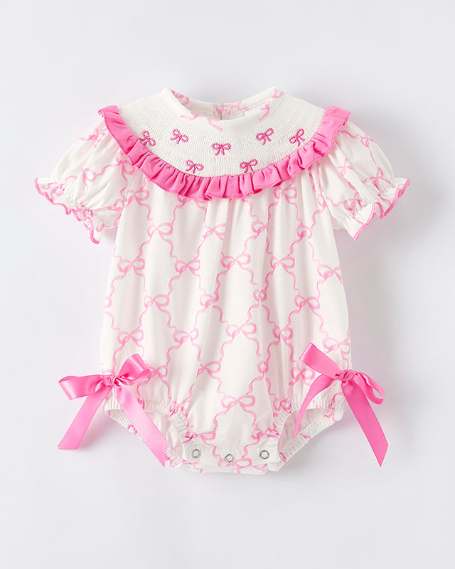 Baby girl Bow embroidered Romper A Touch of Magnolia Boutique