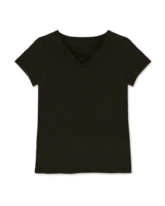 Girl's Black Criss-Cross Solid TeeTween (7-14) A Touch of Magnolia Boutique