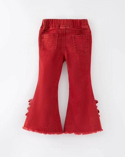 Red Bow Flared Jeans w/ Elastic Waistband A Touch of Magnolia Boutique
