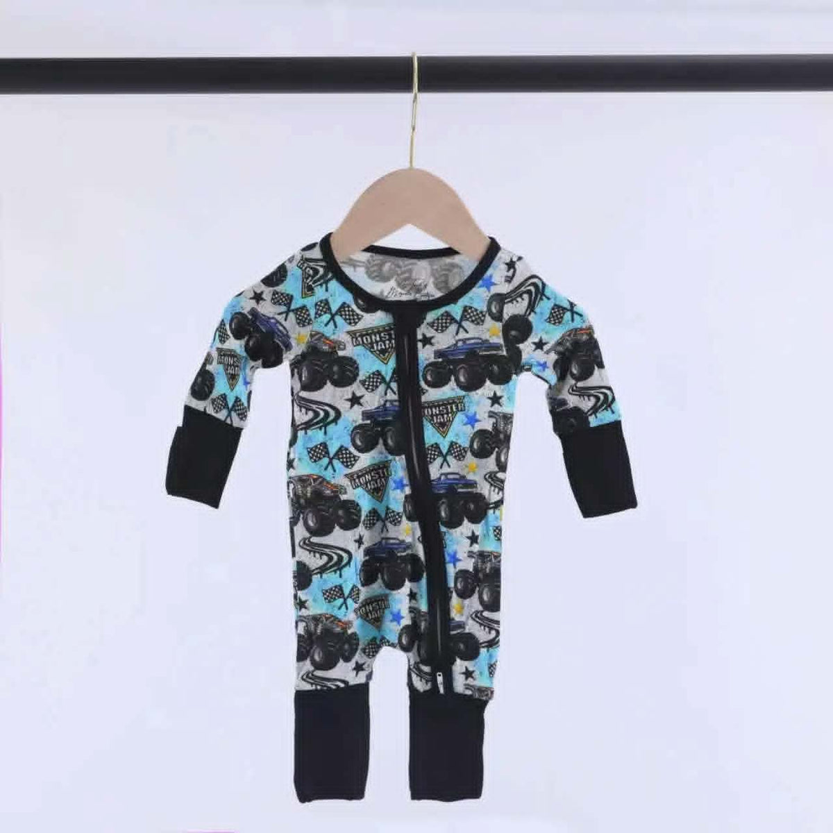Bamboo Big Foot & Max D Monster Truck Baby Zipper Romper & Sleeper A Touch of Magnolia Boutique