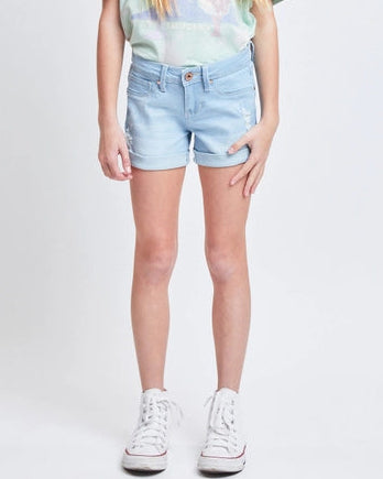 Girls 1-Button Cuffed Shorts Ripped Light Wash YMI Tween (7-14) A Touch of Magnolia Boutique