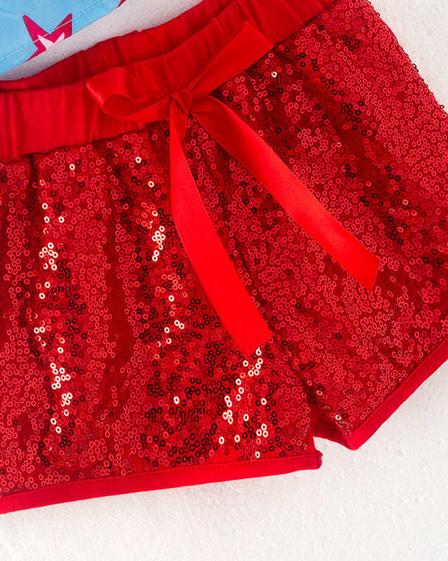 Red Sequin Shorts and Patriotic Top Set A Touch of Magnolia Boutique