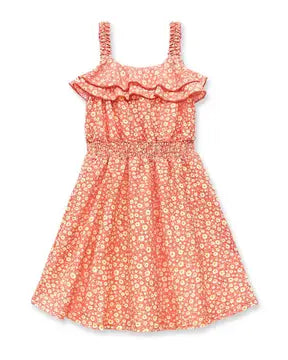 Girl's Floral Dress w/ Smocking Waist Salmon Tween line A Touch of Magnolia Boutique