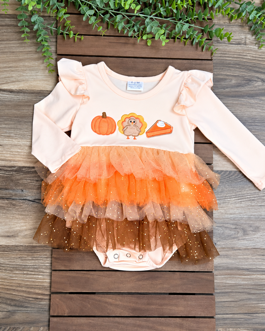Pumpkin Pie Cutie Thanksgiving Tulle Skirted Onesie A Touch of Magnolia Boutique