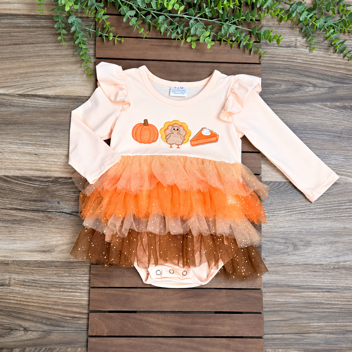 Pumpkin Pie Cutie Thanksgiving Tulle Skirted Onesie A Touch of Magnolia Boutique