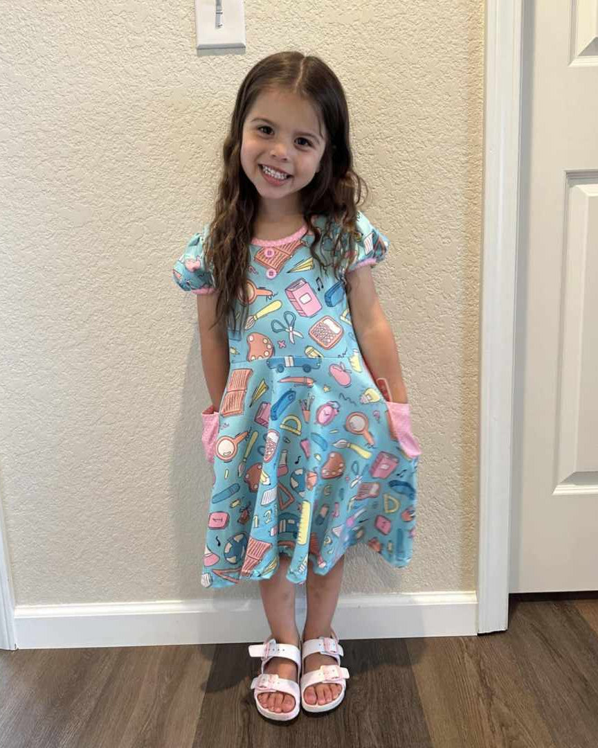 Blue Back To School Themed Pocket Dress A Touch of Magnolia Boutique