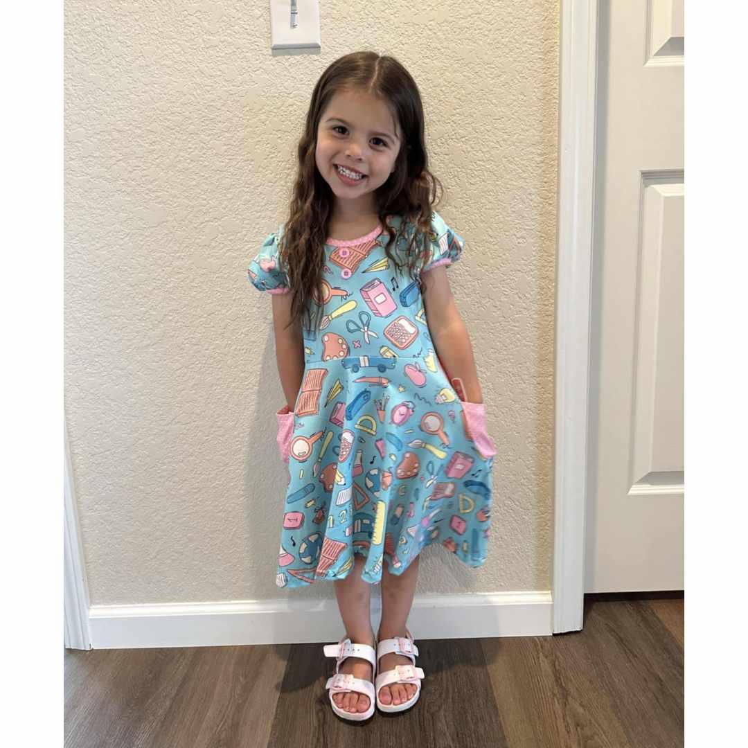 Blue Back To School Themed Pocket Dress A Touch of Magnolia Boutique