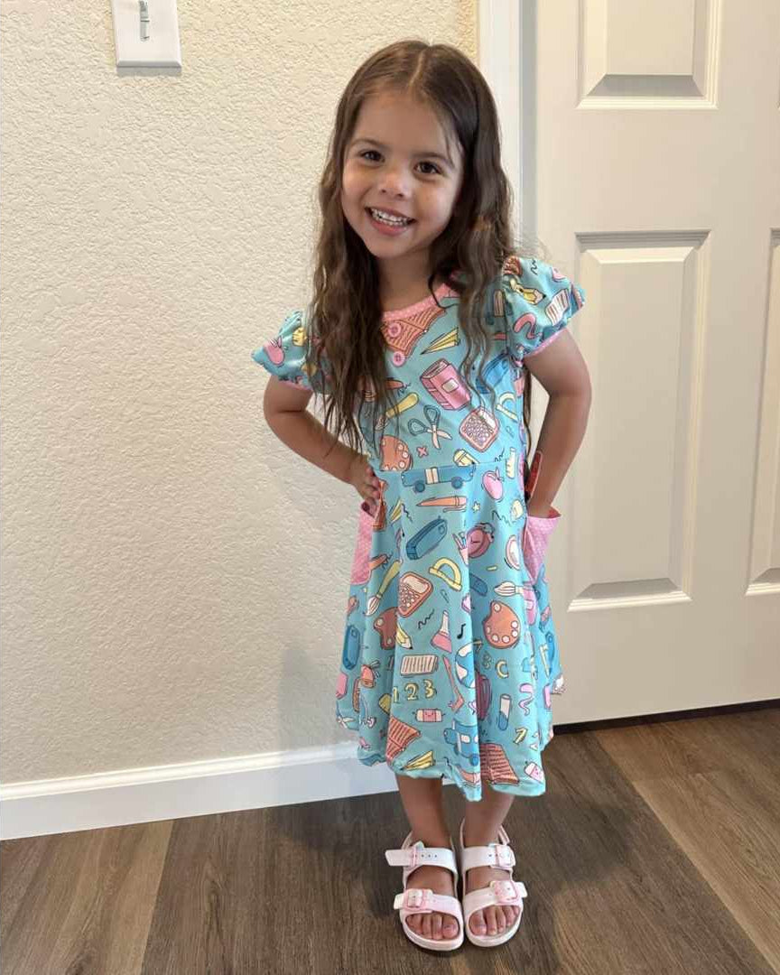Blue Back To School Themed Pocket Dress A Touch of Magnolia Boutique