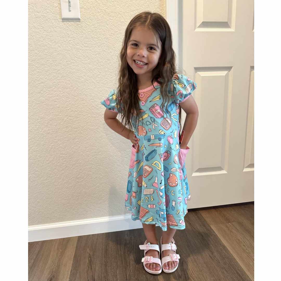 Blue Back To School Themed Pocket Dress A Touch of Magnolia Boutique