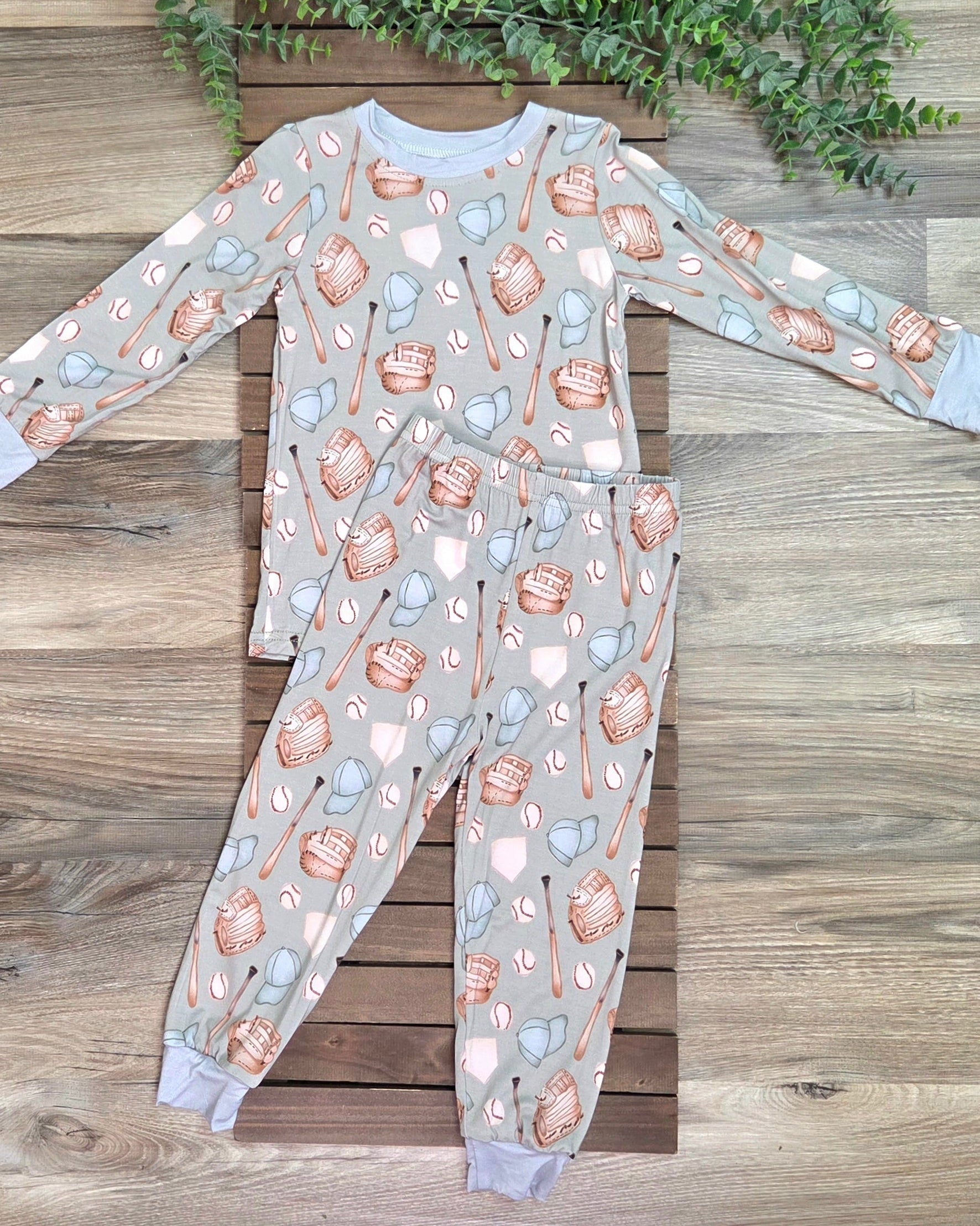 Bamboo Baseball Two-Piece Pajama Set A Touch of Magnolia Boutique