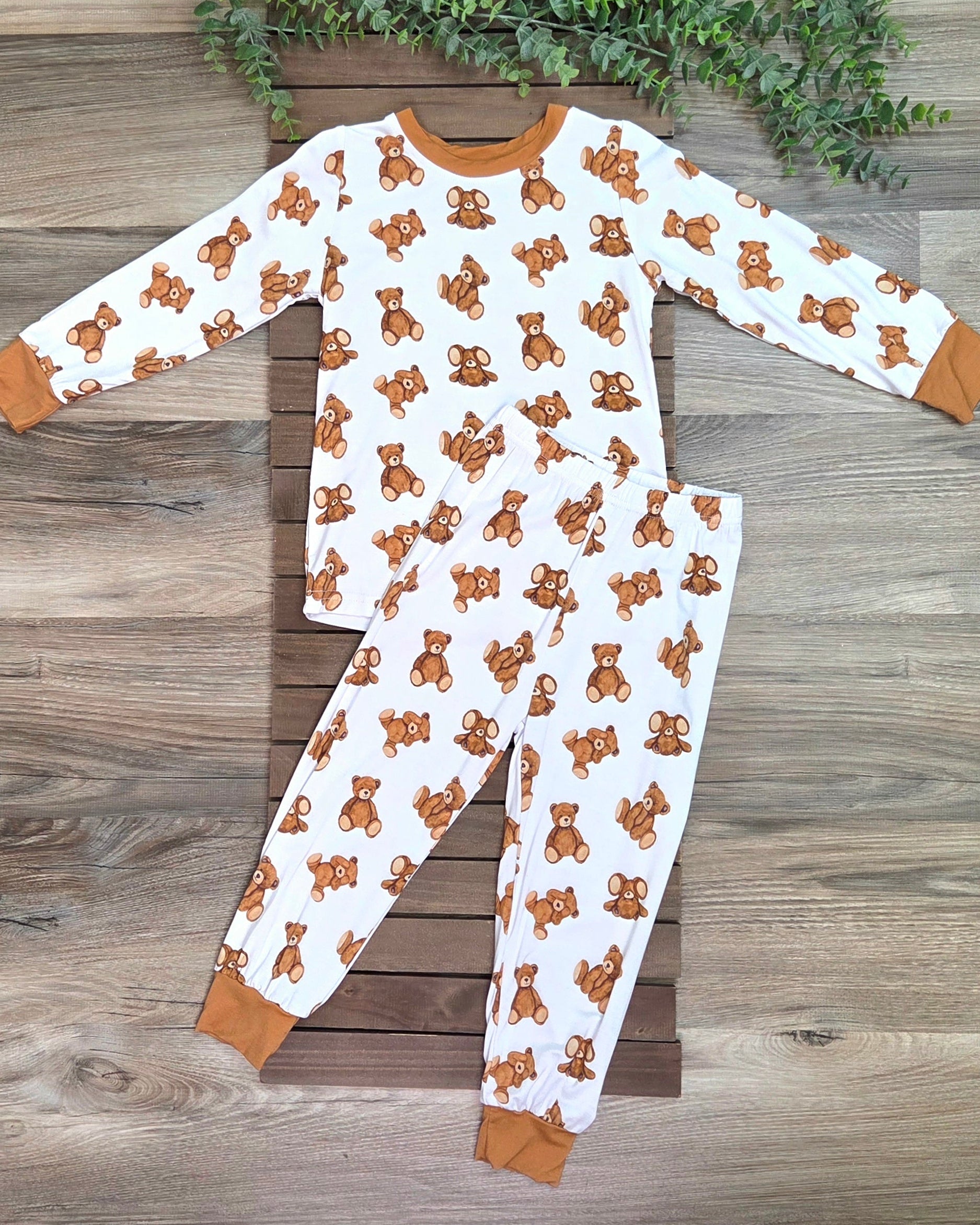 Bamboo Teddy Bear Two-Piece Pajama Set A Touch of Magnolia Boutique