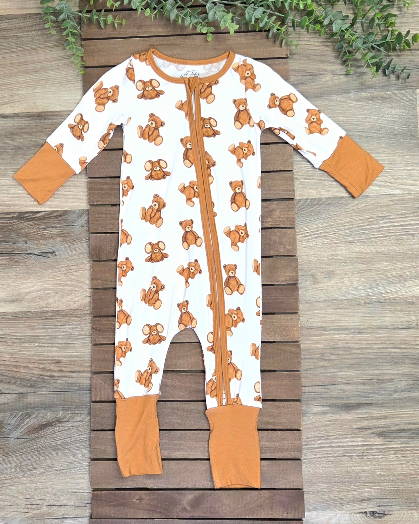 Bamboo Teddy Bear Zippie Romper/Sleeper A Touch of Magnolia Boutique