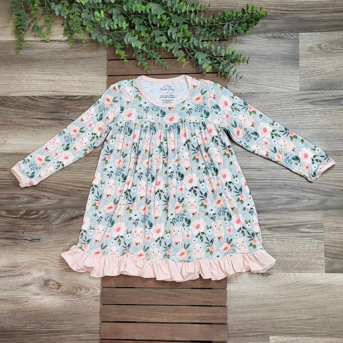 Bamboo Pajama Gown-Floral Pig Print A Touch of Magnolia Boutique