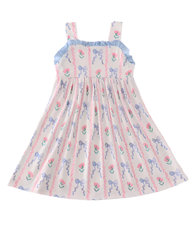 Blue Floral Bow Dress A Touch of Magnolia Boutique