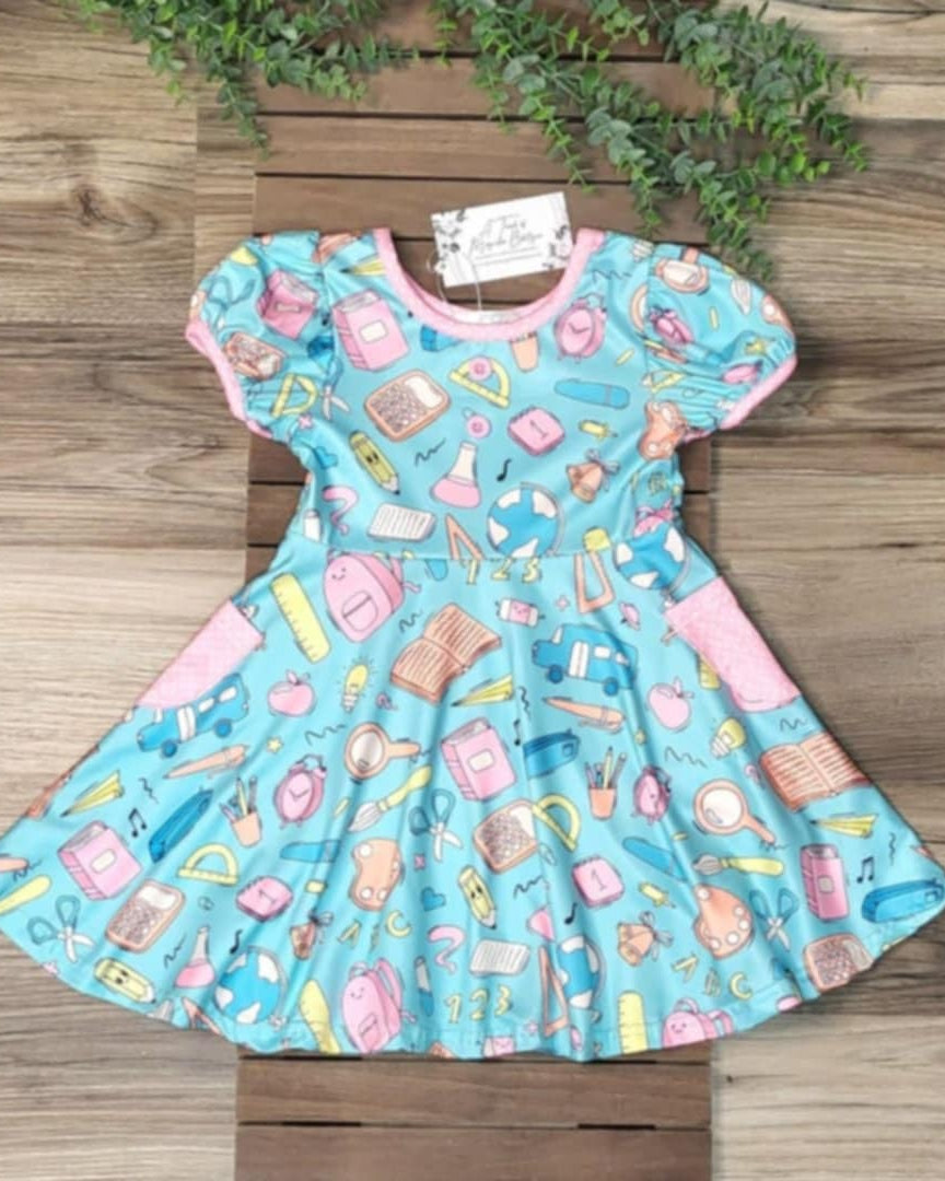 Blue Back To School Themed Pocket Dress A Touch of Magnolia Boutique