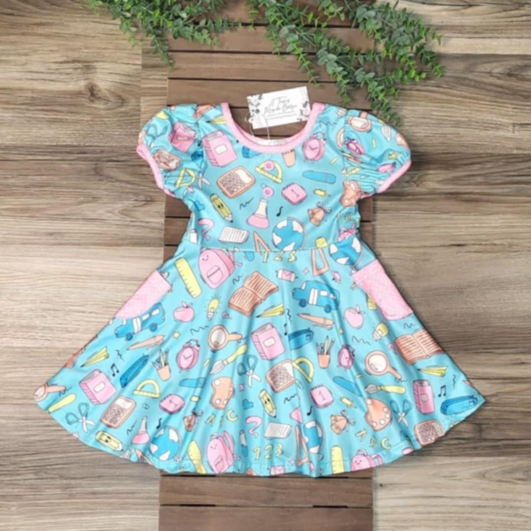 Blue Back To School Themed Pocket Dress A Touch of Magnolia Boutique