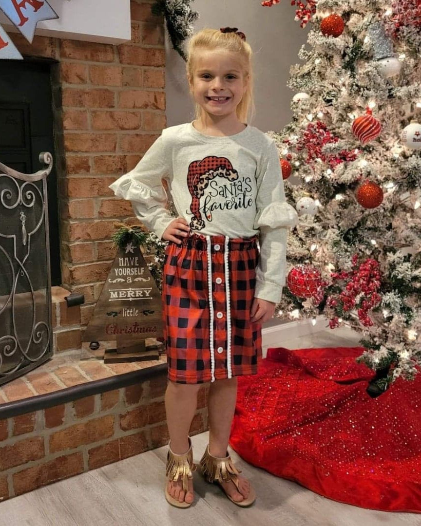 Santa's Favorite Buffalo Plaid Skirt Set  A Touch of Magnolia Boutique   