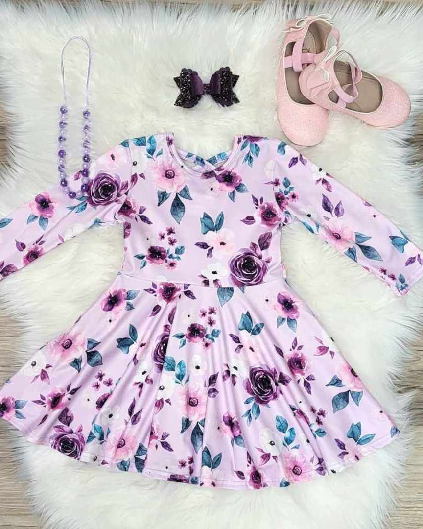 Purple Floral Twirl Dress A Touch of Magnolia Boutique