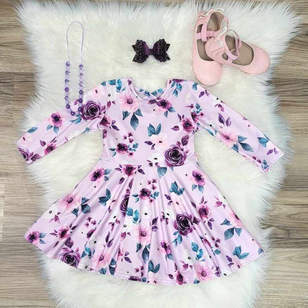 Purple Floral Twirl Dress A Touch of Magnolia Boutique