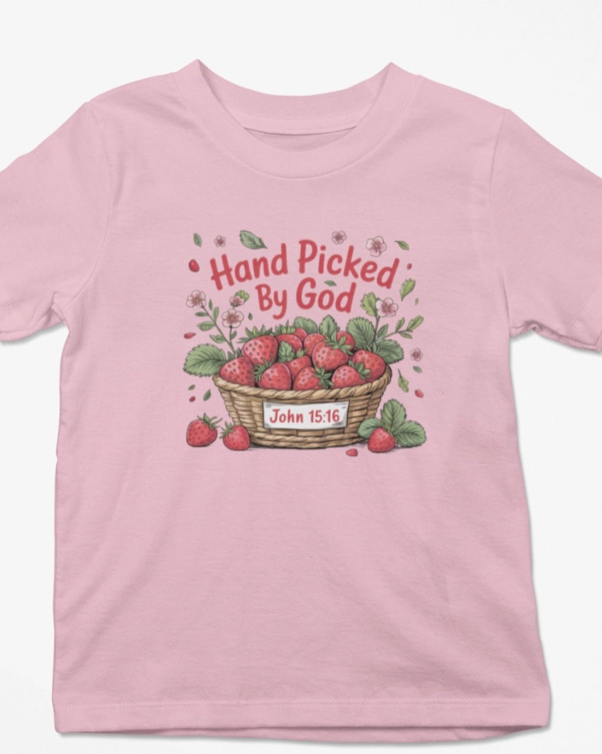 Girls Hand Picked By God Strawberry Tee A Touch of Magnolia Boutique