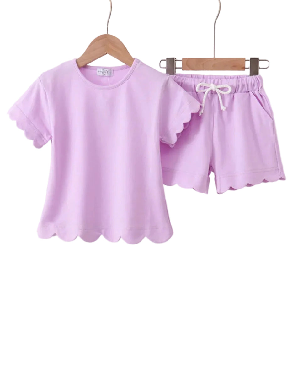 Purple Scallop Hem Shorts Set A Touch of Magnolia Boutique