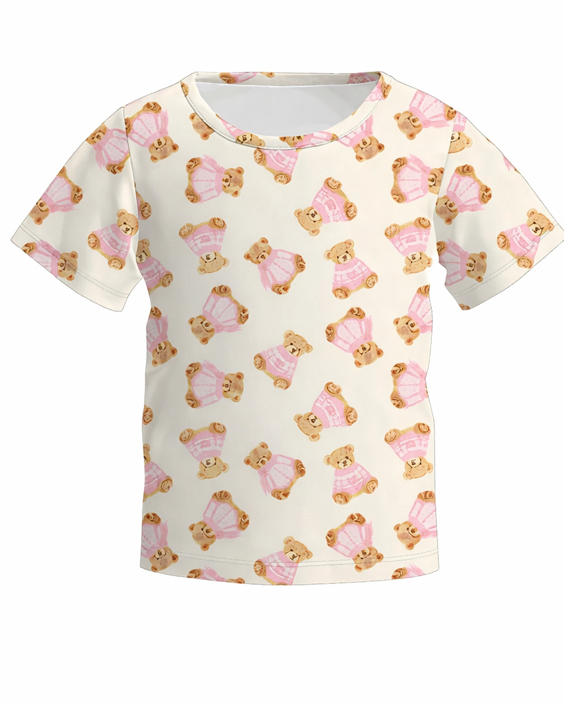 Pink Teddy Bear Short Sleeve Top A Touch of Magnolia Boutique
