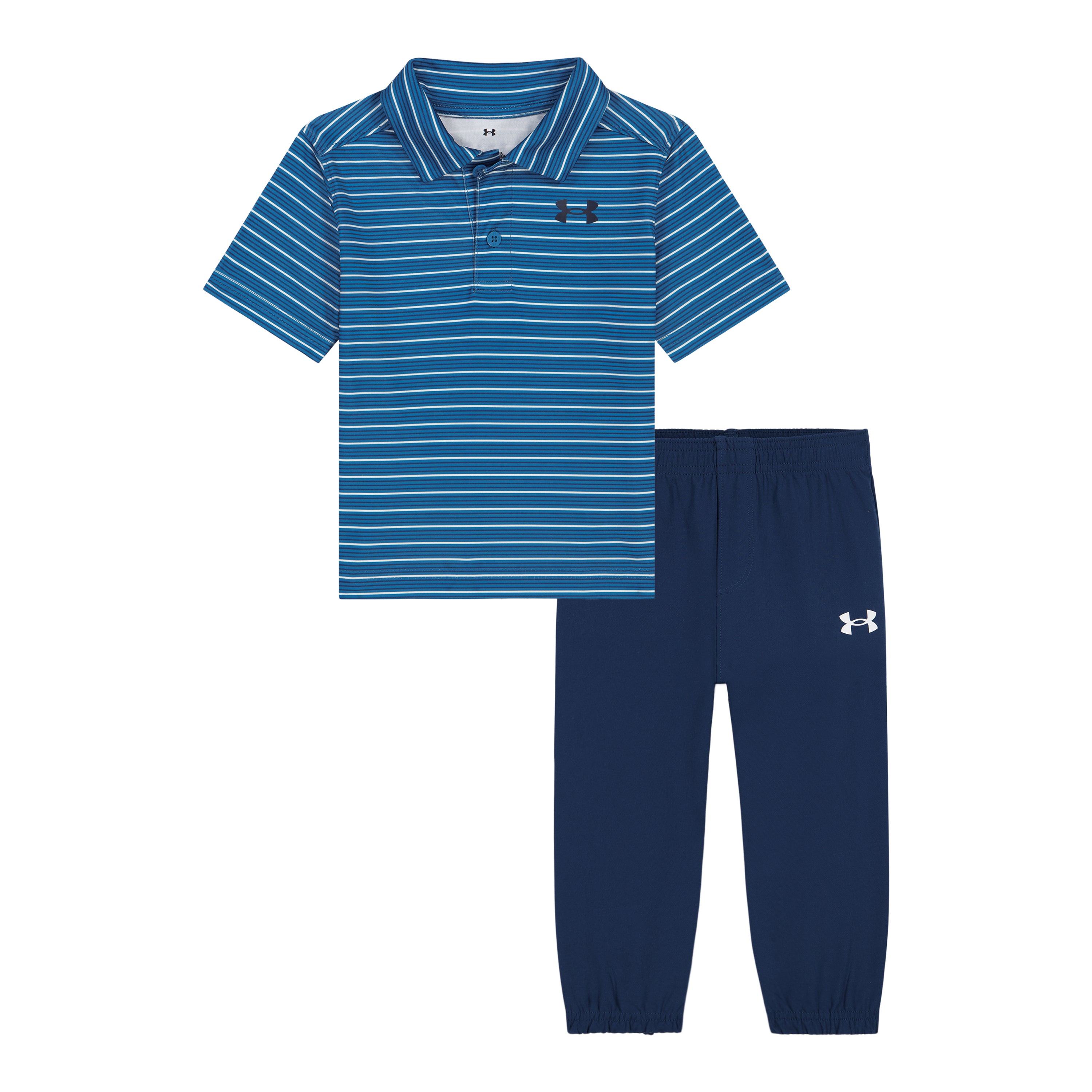 Under Armour® Blue Striped Polo and Blackout Navy Jogger Set A Touch of Magnolia Boutique