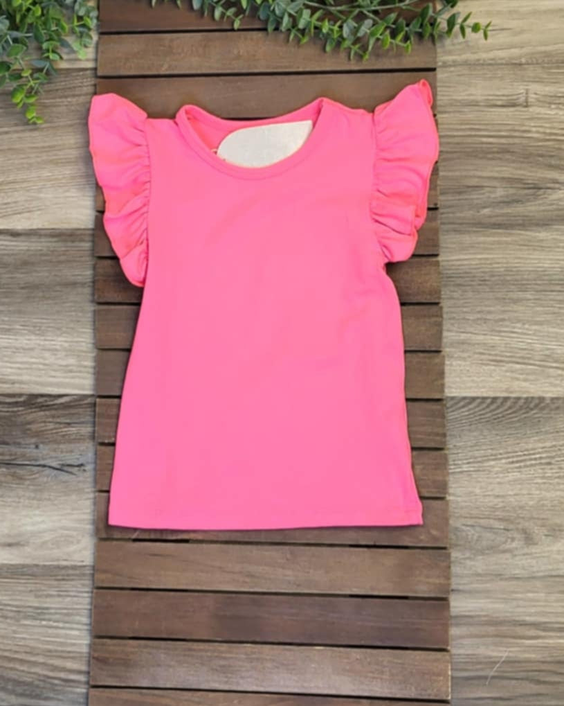 Neon Pink Flutter Sleeve Top A Touch of Magnolia Boutique