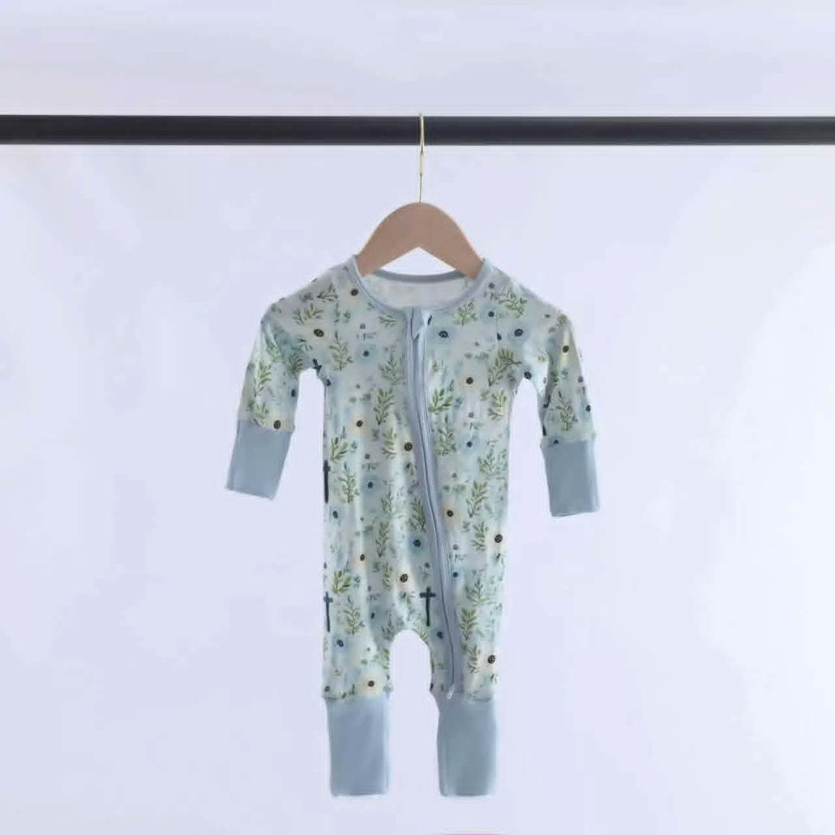 Bamboo Faith & Grace Blue Floral Baby Zipper Romper & Sleeper A Touch of Magnolia Boutique