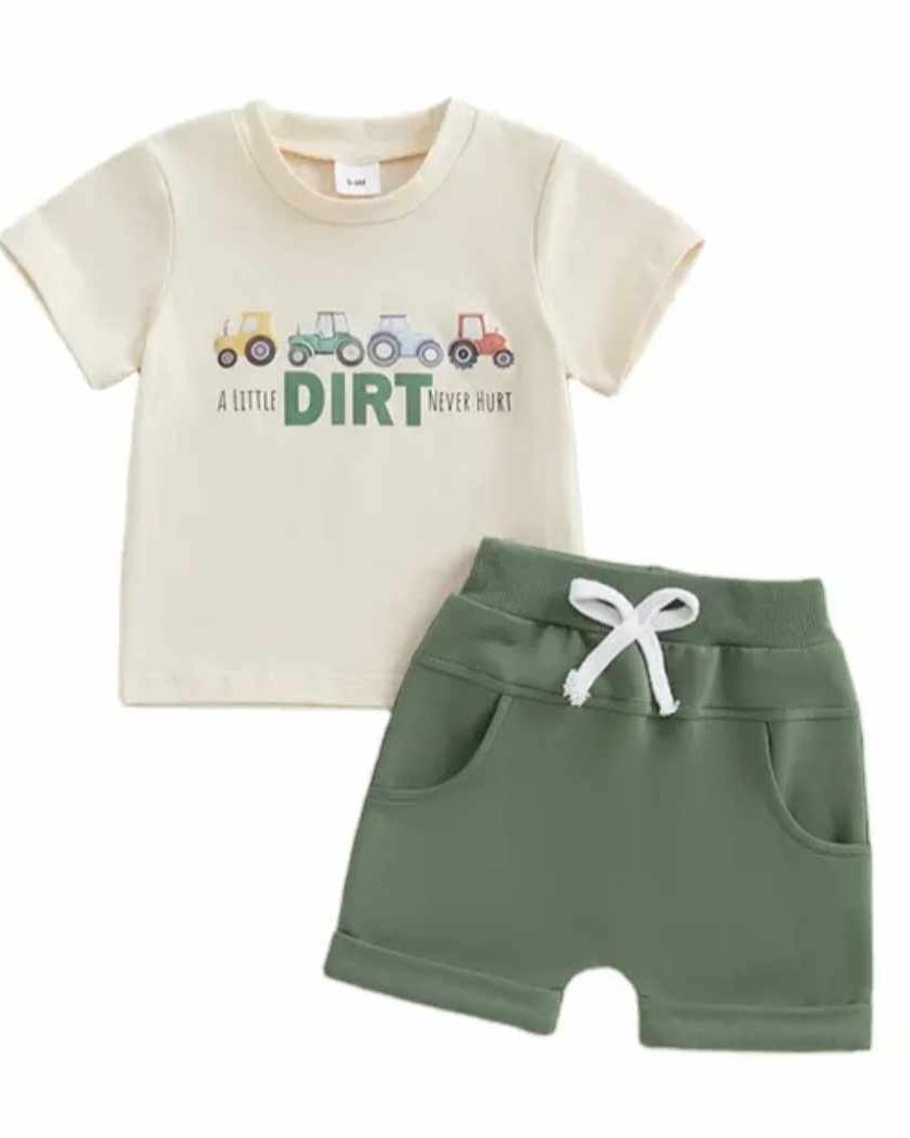 Tractor A Little Dirt Never Hurt Top & Shorts Set-Baby Boy & Toddler A Touch of Magnolia Boutique