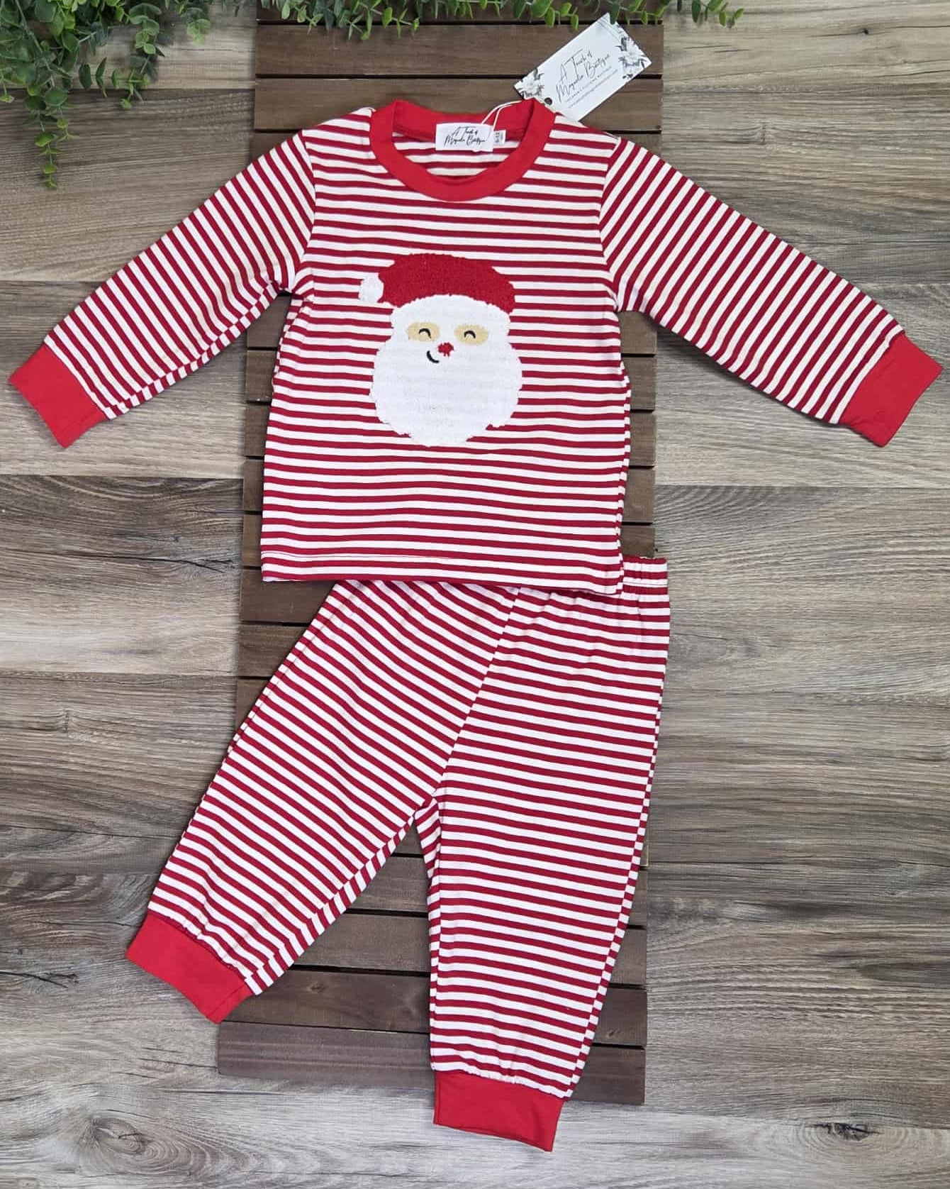 Red and White Striped Santa Jogger Set-Baby & Toddler A Touch of Magnolia Boutique