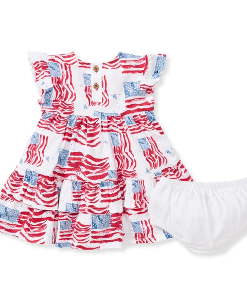 Patriotic baby girl flag dress and diaper cover A Touch of Magnolia Boutique