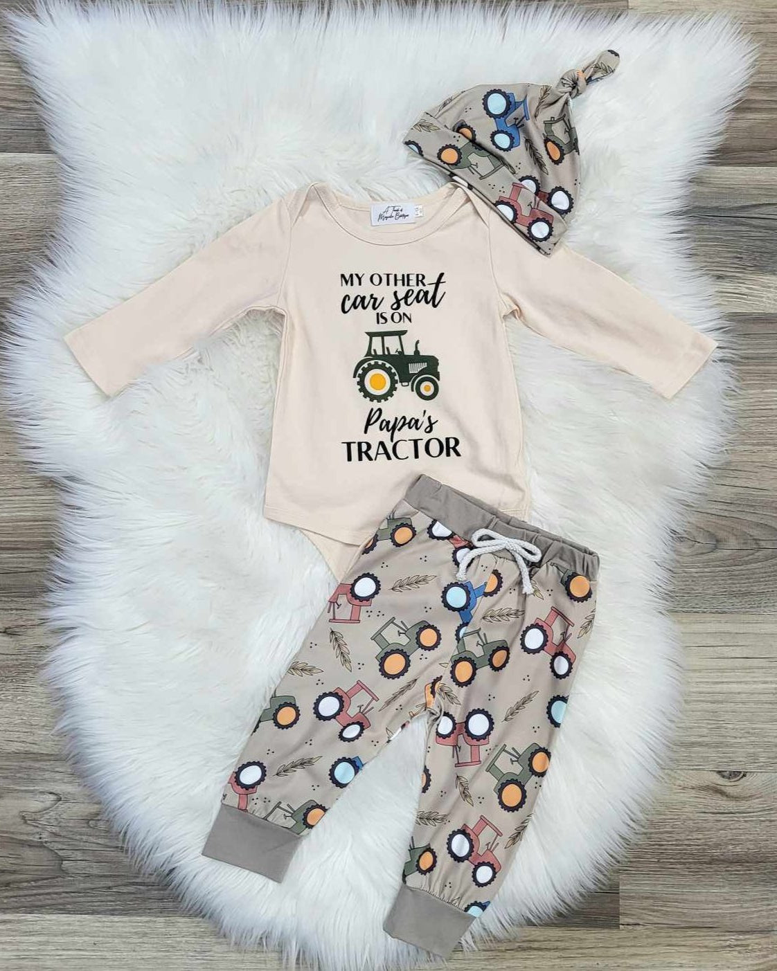 Baby "My Other Car Seat is on Papa's Tractor" Set A Touch of Magnolia Boutique